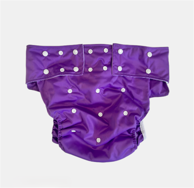 One Size Adult Pocket Nappy - Buttons - Deep Purple