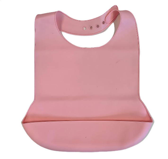 Adult Silicone Bib with Tray - Pink - Large