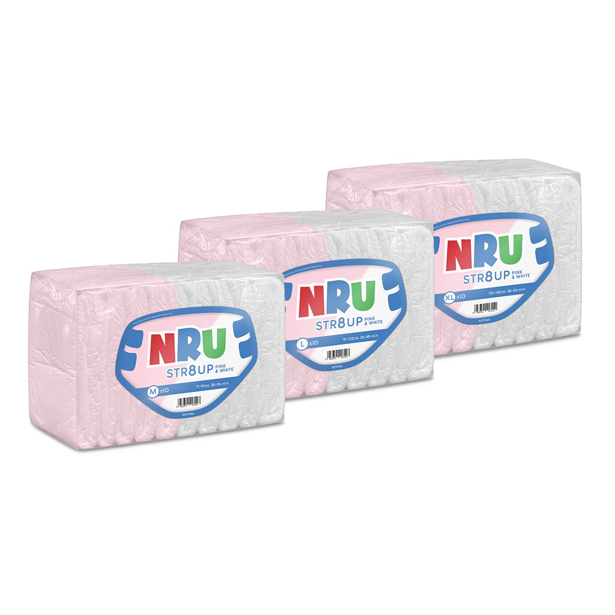 NRU STR8UP Pink and White VAT Exempt Adult Incontinence Slip