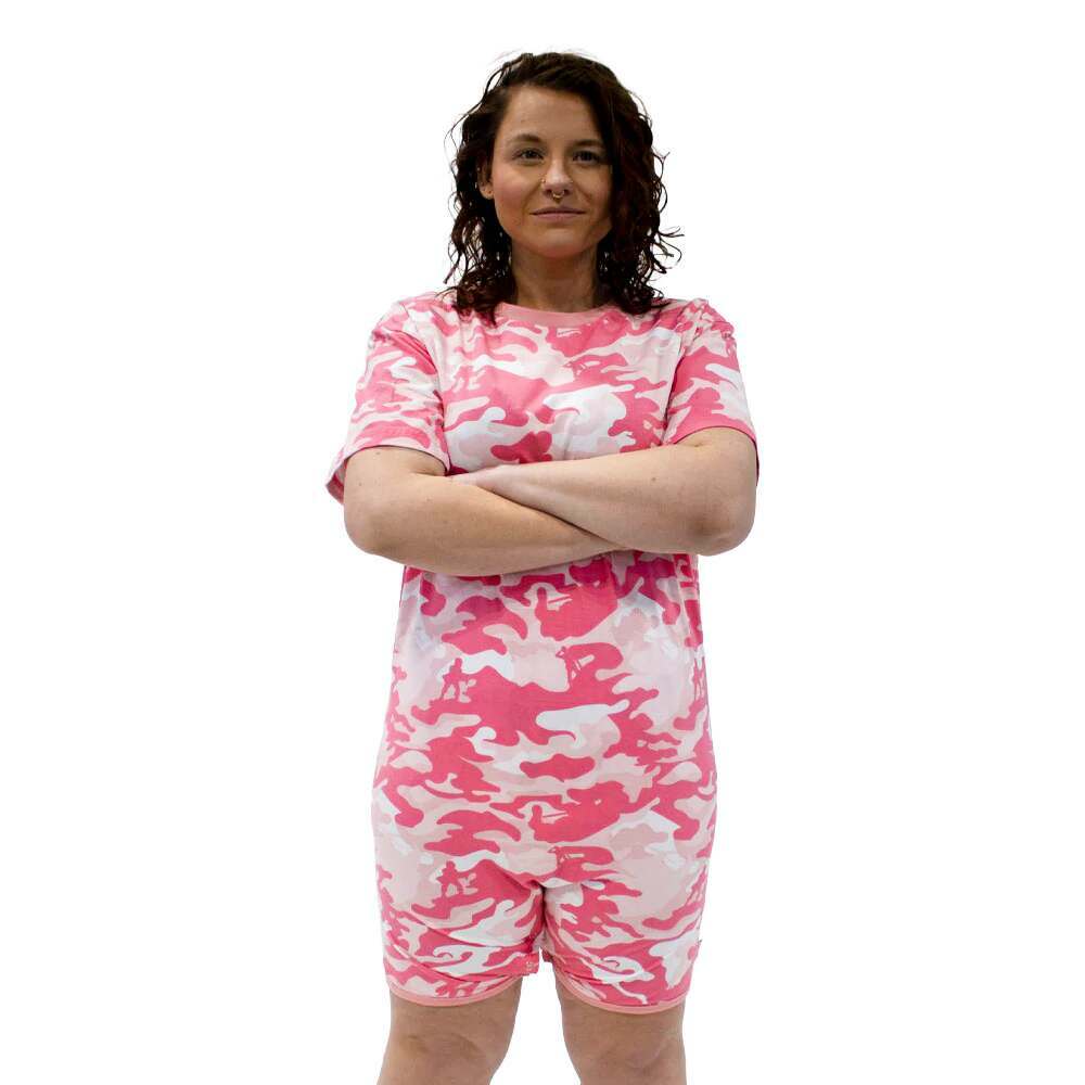 Tykables - Snappies Cammies Pink Romper