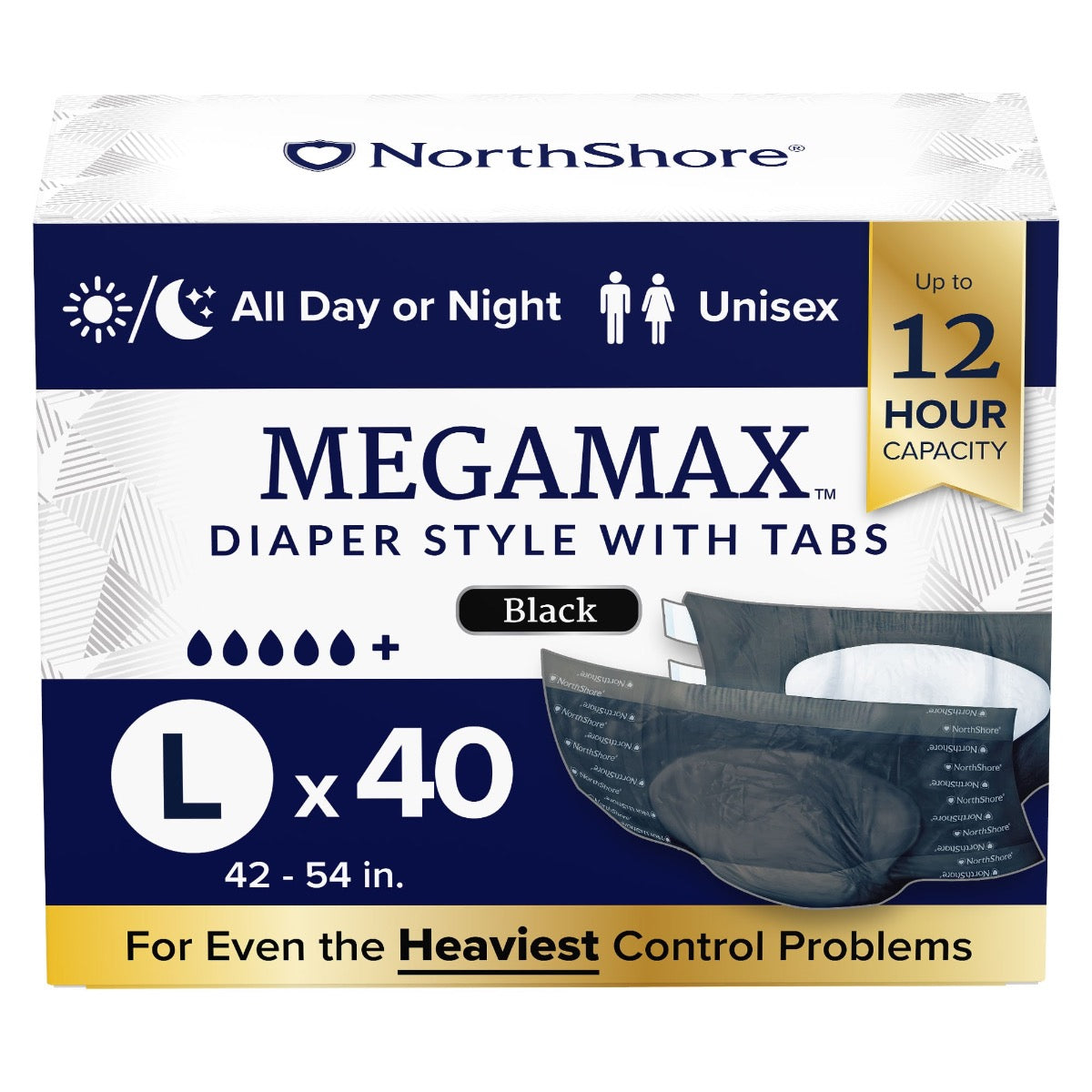 NorthShore MEGAMAX Black VAT Exempt Adult Incontinence Slip