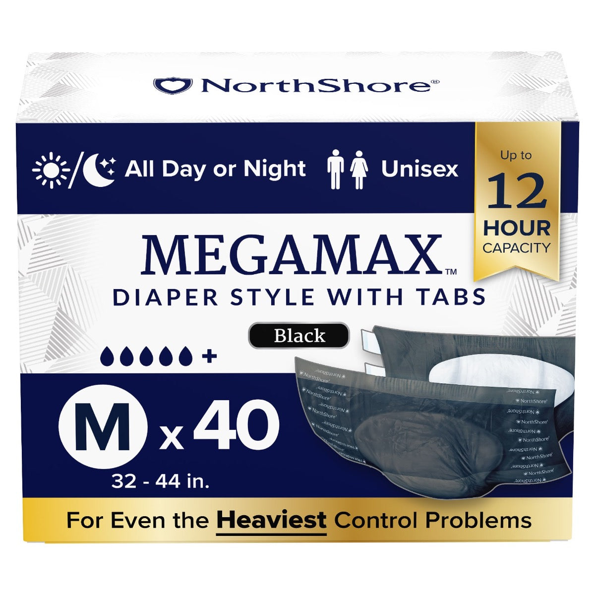 NorthShore MEGAMAX Black VAT Exempt Adult Incontinence Slip