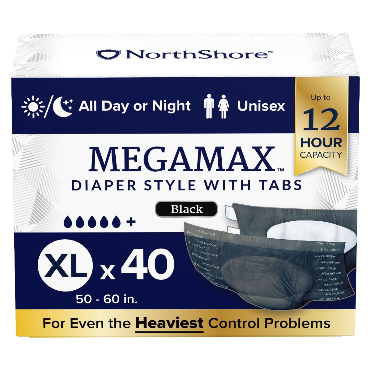 NorthShore MEGAMAX Black VAT Exempt Adult Incontinence Slip