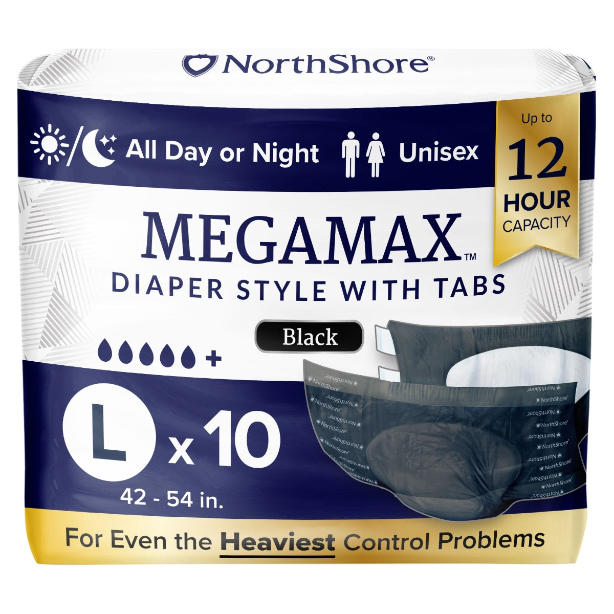 NorthShore MEGAMAX Black VAT Exempt Adult Incontinence Slip