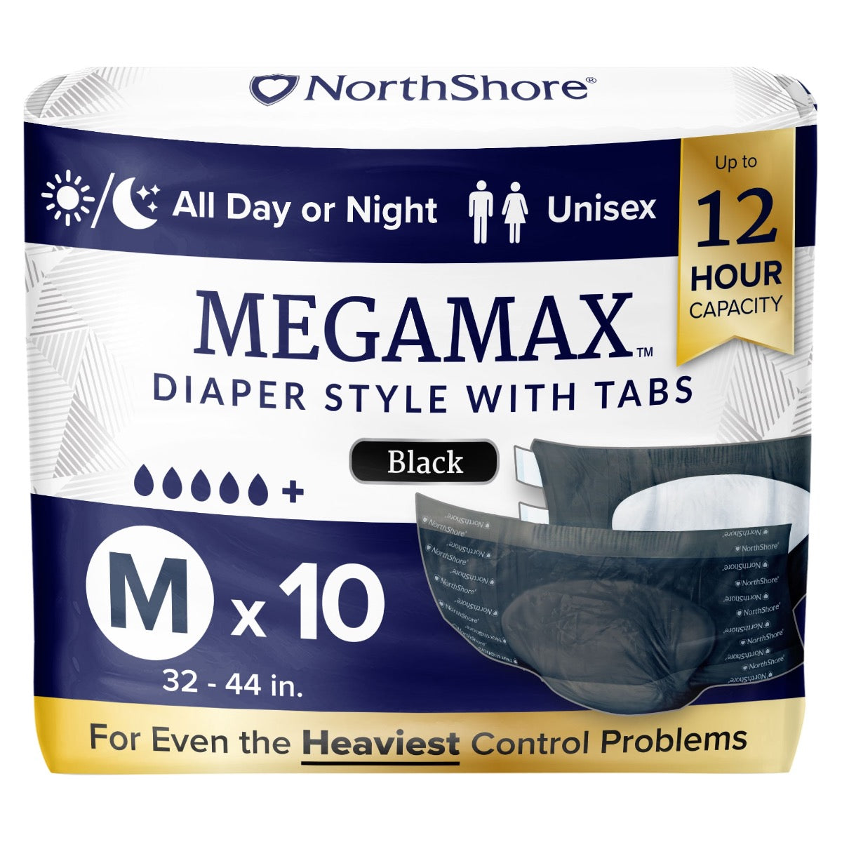 NorthShore MEGAMAX Black VAT Exempt Adult Incontinence Slip