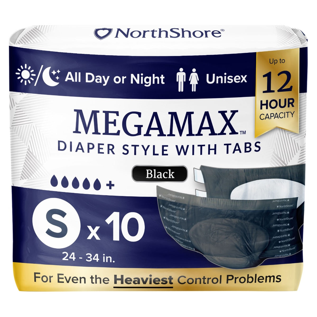 NorthShore MEGAMAX Black VAT Exempt Adult Incontinence Slip