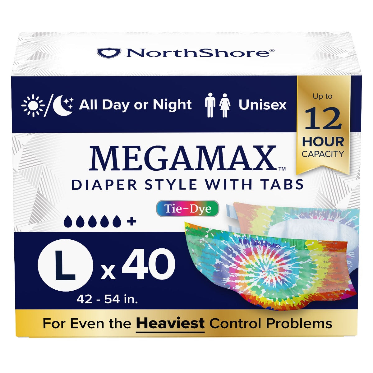 NorthShore MEGAMAX Tie-Dye VAT Exempt Adult Incontinence Slip