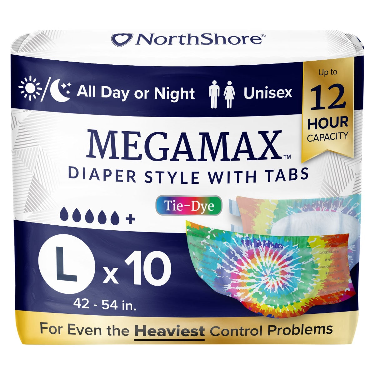 NorthShore MEGAMAX Tie-Dye VAT Exempt Adult Incontinence Slip