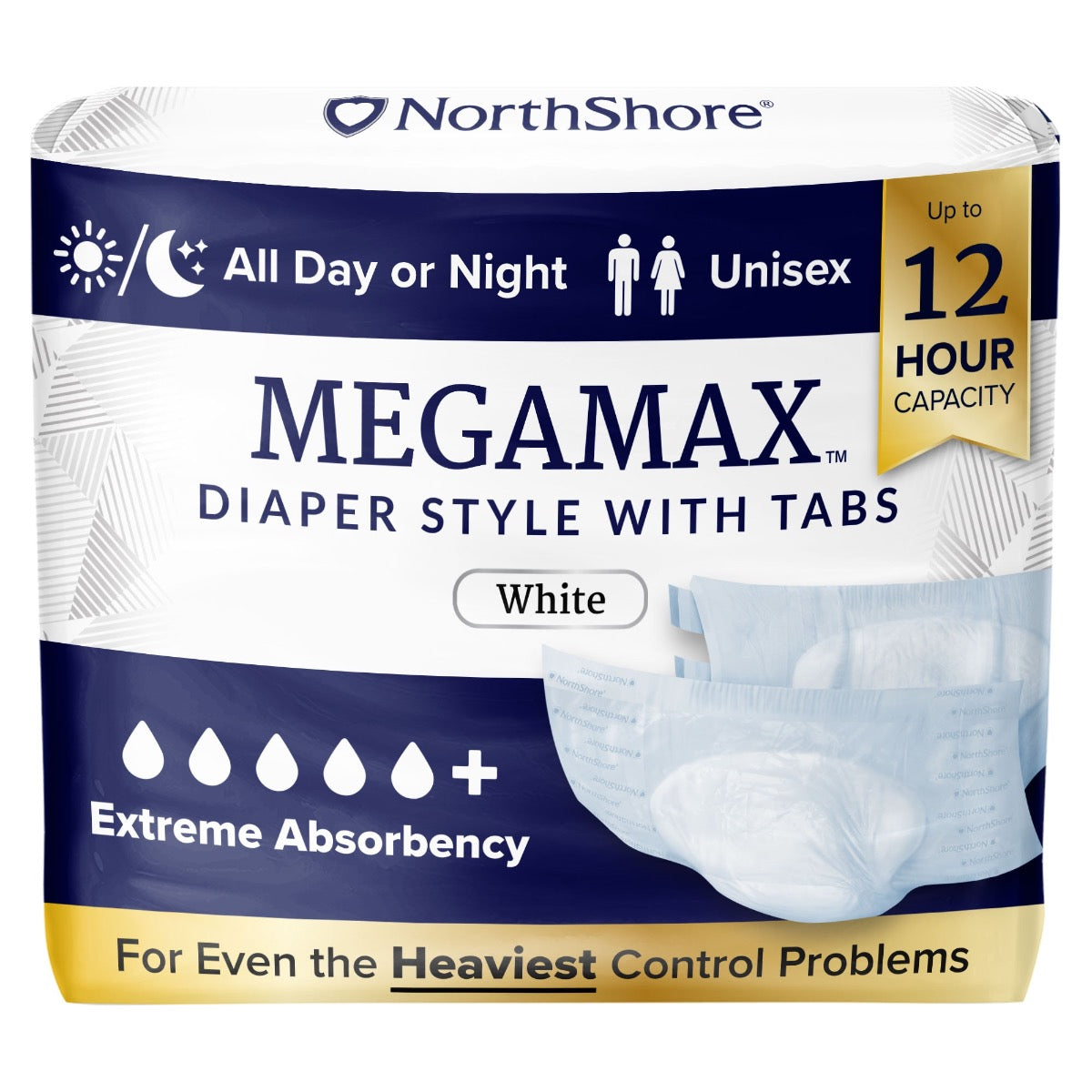 NorthShore MEGAMAX White VAT Exempt Adult Incontinence Slip