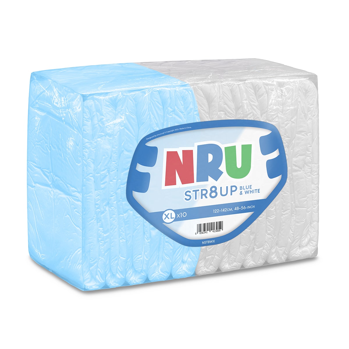 NRU STR8UP Blue and White VAT Exempt Adult Incontinence Slip