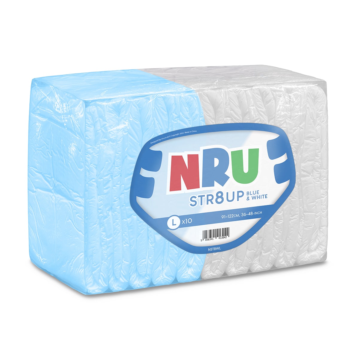 NRU STR8UP Blue and White VAT Exempt Adult Incontinence Slip