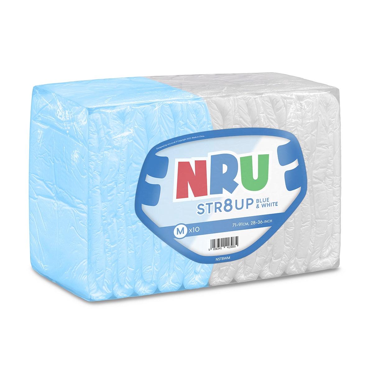 NRU STR8UP Blue and White VAT Exempt Adult Incontinence Slip