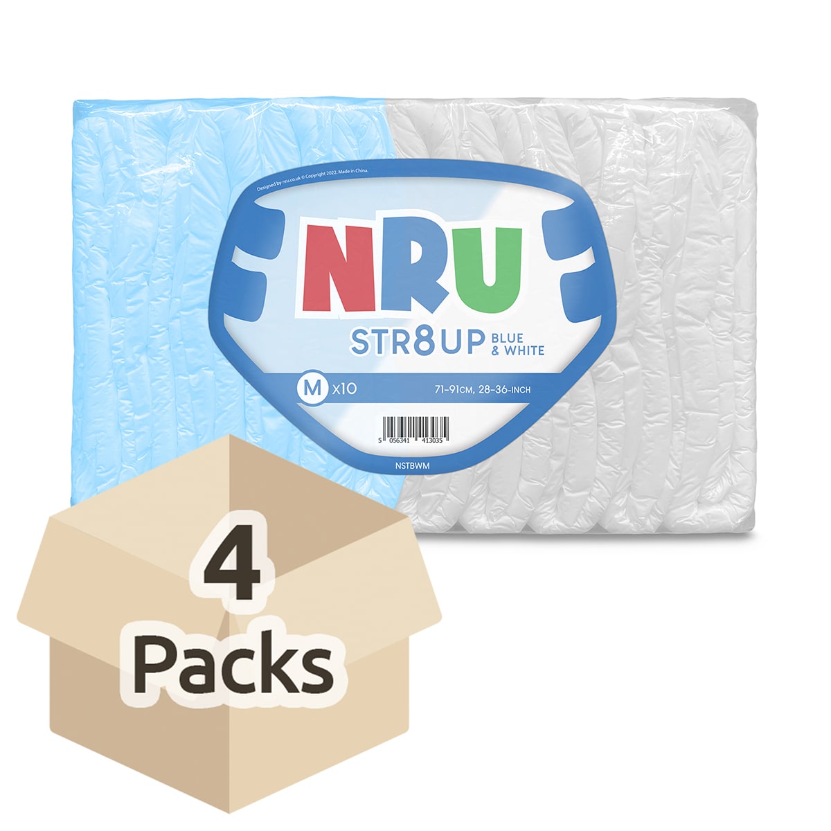 NRU STR8UP Blue and White VAT Exempt Adult Incontinence Slip