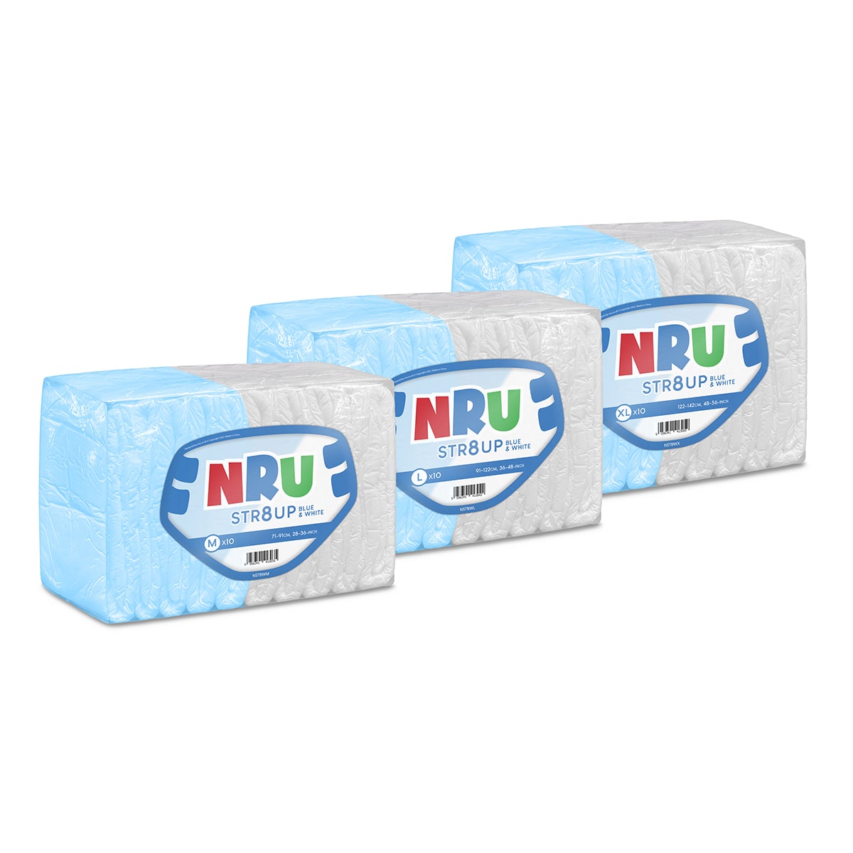 NRU STR8UP Blue and White VAT Exempt Adult Incontinence Slip
