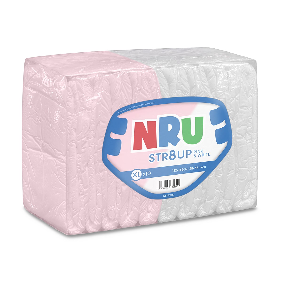NRU STR8UP Pink and White VAT Exempt Adult Incontinence Slip