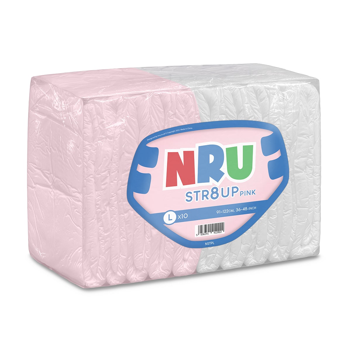 NRU STR8UP Pink and White VAT Exempt Adult Incontinence Slip