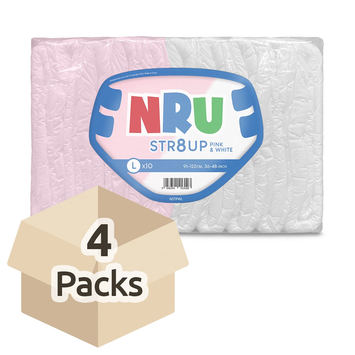 NRU STR8UP Pink and White VAT Exempt Adult Incontinence Slip