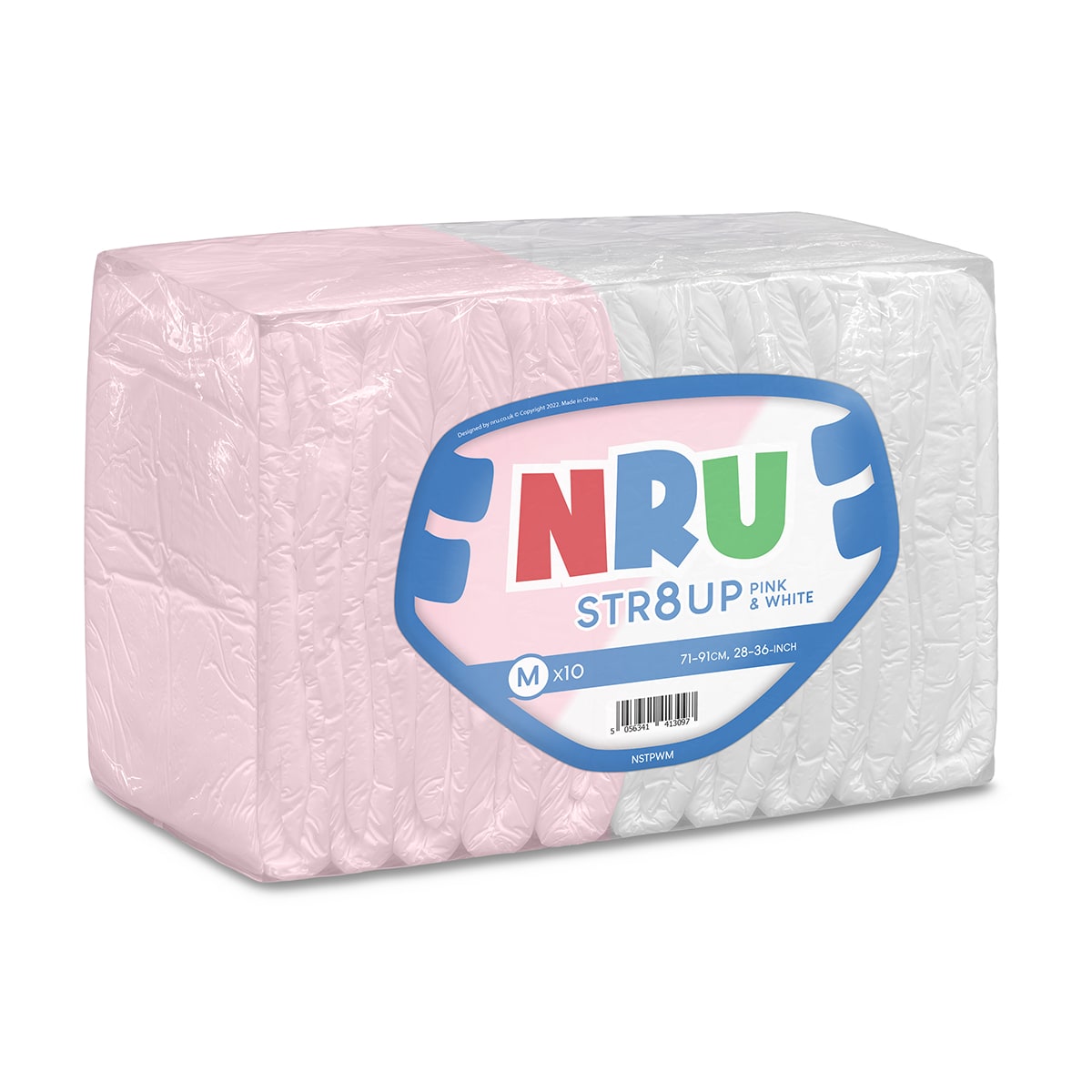 NRU STR8UP Pink and White VAT Exempt Adult Incontinence Slip