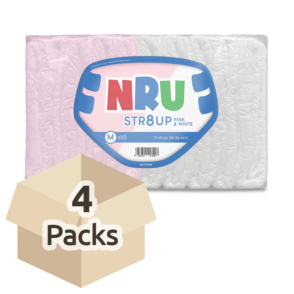 NRU STR8UP Pink and White VAT Exempt Adult Incontinence Slip